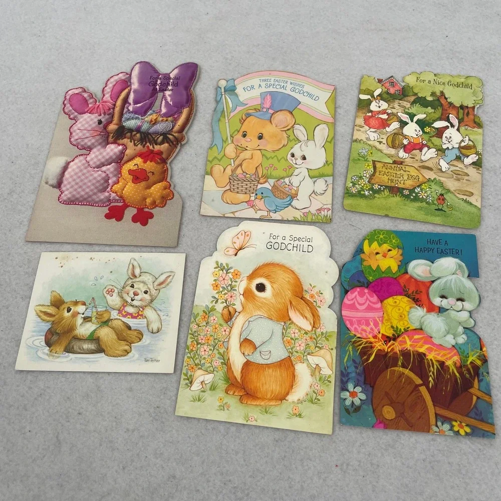 Vintage Easter Greeting Card Lot 27pc Die Cut Pop Up 1980s Ephemera Junk Journal